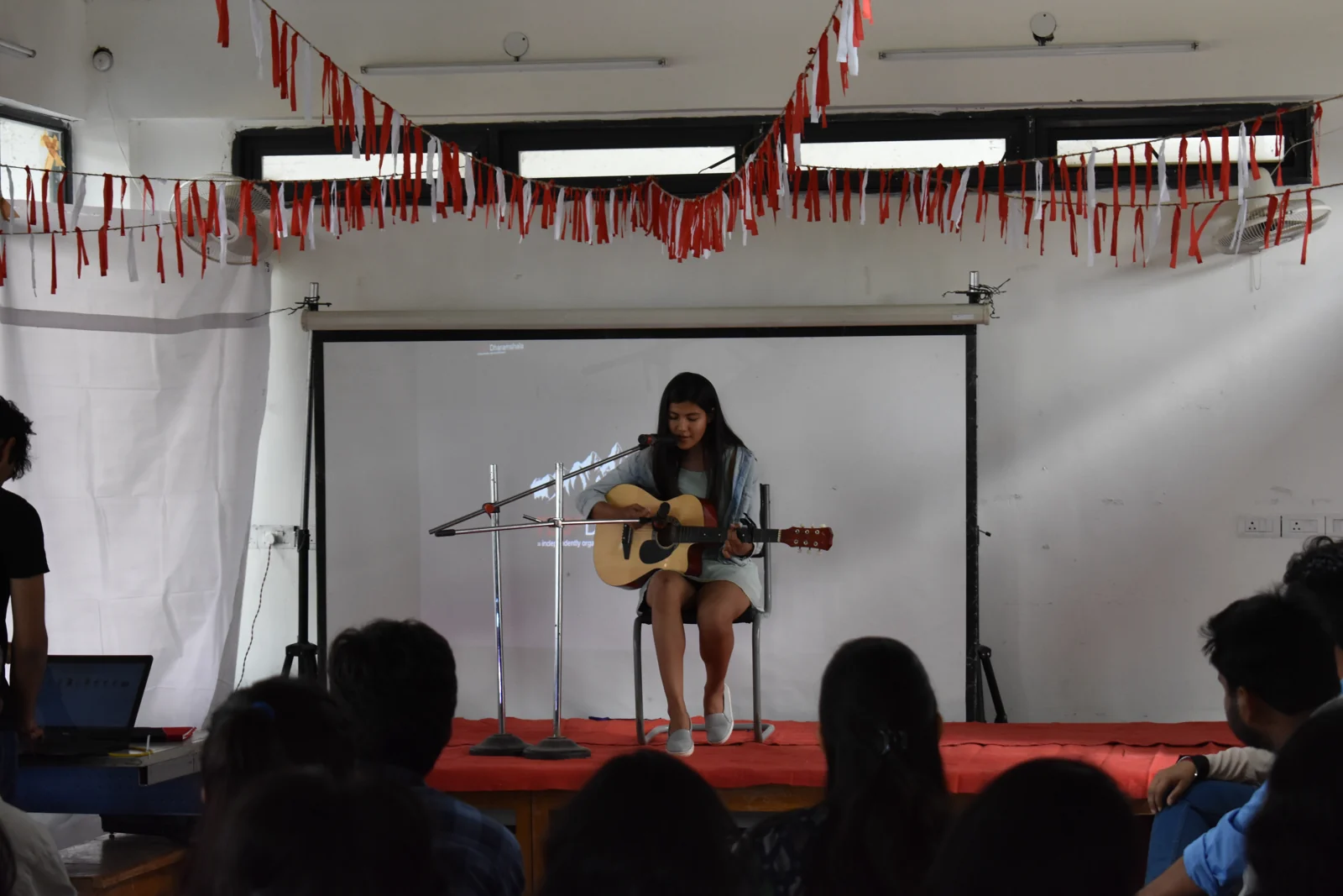 A guitar performance for the audience at TEDxDharamshalaSalon, NIFT Kangra